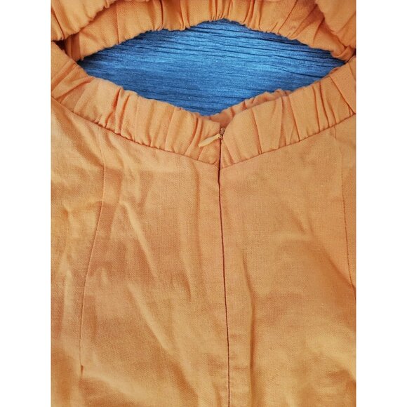 Bershka Nwt Cotton/linen Blend Orange Cut Out Mini Dress With Puffer Sleeve $749 - Picture 3 of 9